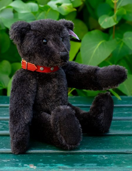 Steiff - Black Bear with Red Leather Necklet - Special limited edition of 3000 - Year 2004 - Elephant logo button - EAN 038150 - Image 5