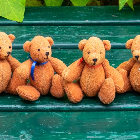 Tiny Brown Teddy Bear with Bow - Handmade in Sweden