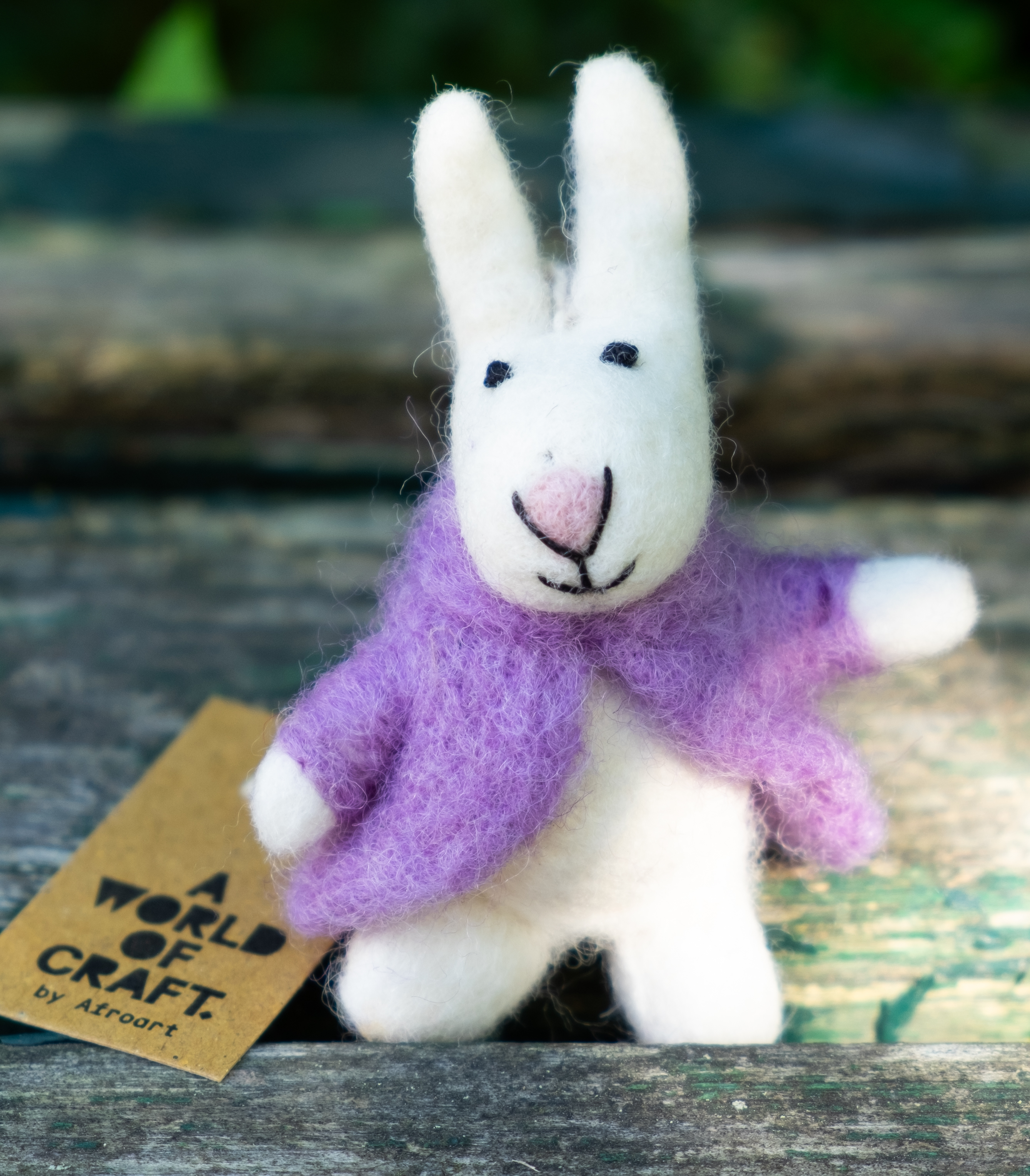 A World of Craft (Afroart) - Nepal - White Bunny with Purple Jacket A World of Craft (Afroart) - Nepal - White Bunny with Purple Jacket